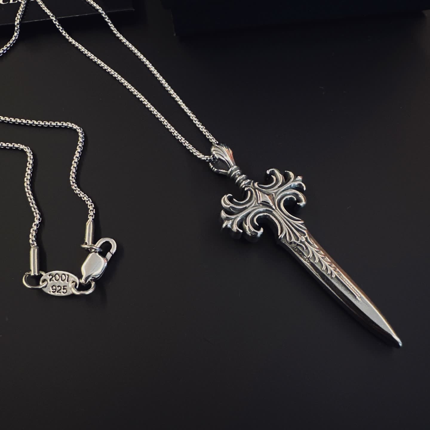 Chrome Hearts Silver Sword Pendant Necklace